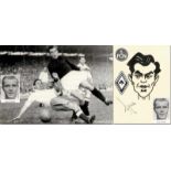 German Football Autograph - Schade, Horst - (1922-1968) Blancobeleg mit handgezeichneter Karikatur