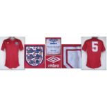 match worn football shirt England 1987, Adams - Original match worn shirt England with number 5.