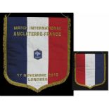 Football Match Pennant France v England 2015 - Official match pennant of the French team on occasion