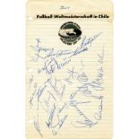 World Cup 1962. Autographed German Team - WM 1962 - Autogrammbeleg - Blankobeleg mit ca. 20