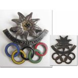 Olympic Games 1936. Commemorative badge - Edelweiss badge with swastika and Olympic rings. Bronze,