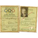 Olympic Games Amsterdam 1928. ID-Card for athlets - Carte dÂ´IdentitÃ© IXe Olympiade Amsterdam 1928.