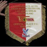 Football Match Pennant 2015 Crystal Palace v Berl - Match pennant Union Berlin with gold brocade