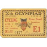 Olympic Games Los Angeles 1932 Ticket Cycling - Rose Bowl, 1st August, 8 x 5 cm Eintrittskarte