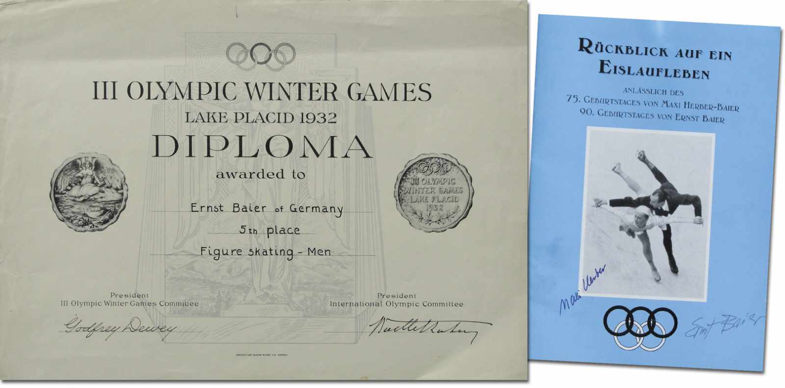Olympic Games 1932 Winner diploma Figure skating - Official winner diploma Olympic Games 1932 figure
