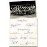 Benfica Lisboa. Autograph 1960 + Postcard - Black-and-white document Benfica Lisbon with 11 original