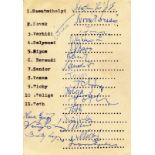 20 Football Autographs Hungary 1958 - Sheet of paper with 20 original signature of players of the