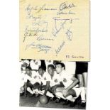 Football Autograph FC Santos 1960 +Pressfoto Pele - Piece of paper with twelve original signatures