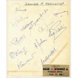 Football Autographs Switzerland 1956 - Schweiz 1956 - Blancobeleg mit ca.12 Originalsignaturen der
