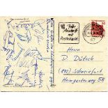 Signed Postcard Football 1966. Team Germany - Nationalmannschaft 1966 - Gruß-Postkarte vom
