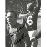 Autograph football N.Stiles - Black-and-white photo with original signature of Nobby Stiles and
