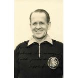 Autograph Football Germany - Herberger, Sepp - (1897-1977) s/w-Autogrammpostkarte mit Widmung und