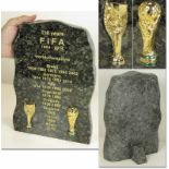 FIFA 1904 - 2014 Marble sculpture World Cup - Marble stele inscribed "110 Years FIFA 1904 - 2014"
