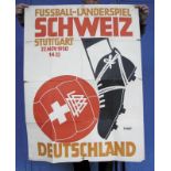 Football Poster Germany v Switzerland 1950 - Ãbersetzen! Plakat - Länderspiel 1950 - Fussball -