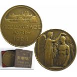 Olympic Games 1924. Participation Medal Paris - (by BÃ©nard). Bronze, 5,5 cm. With original box. Was