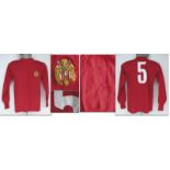 match worn football shirt Spain v England 1967 - Orginal match worn shirt Spain with number 5.