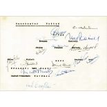 Manchester United 1960 14 Autographs - Sheet of paper with 14 original signatures of Manchester