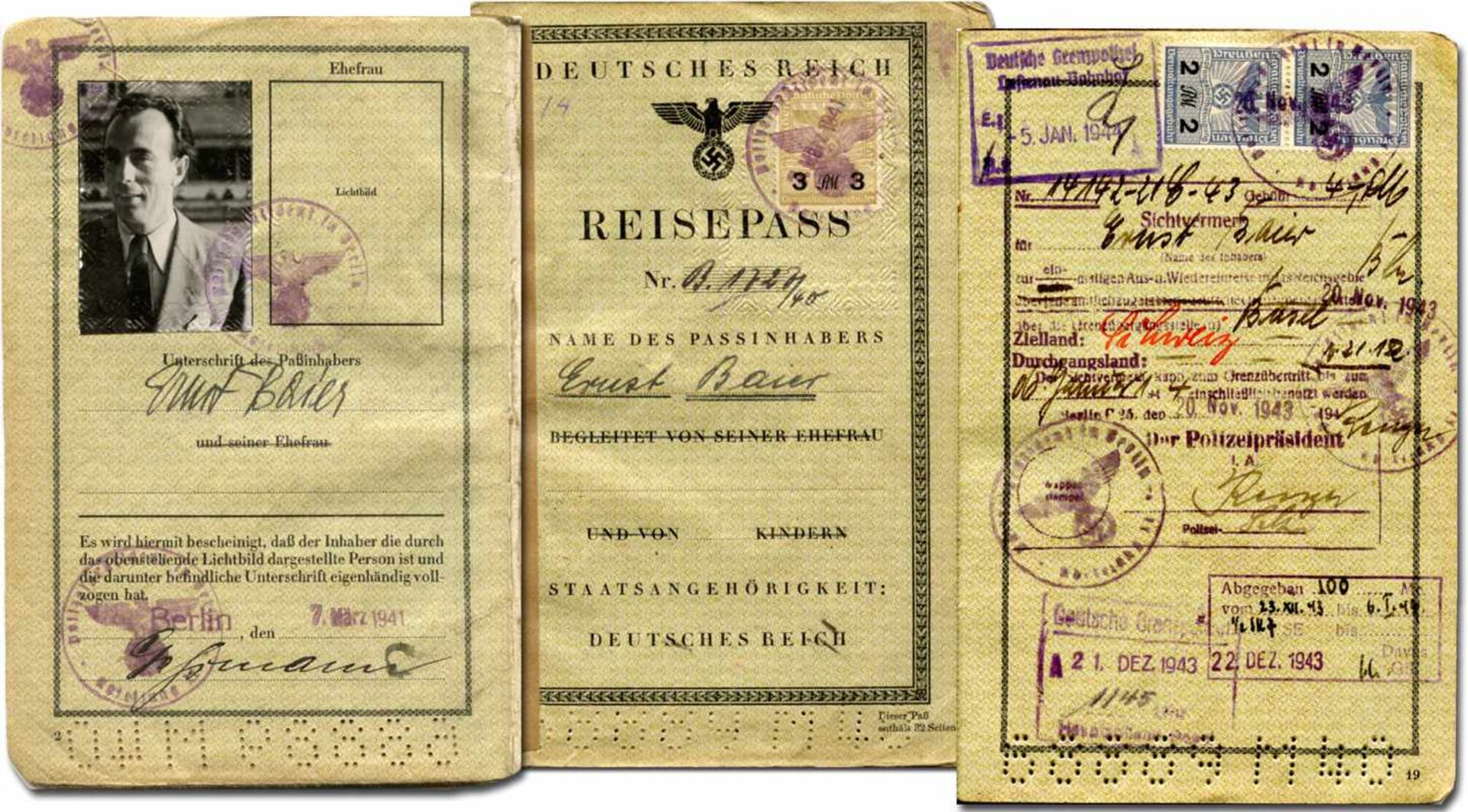Olympic Games 1936 Gold medal Winner ID-Card - Ãbersetzen! Baier,Ernst - Original Reisepass des "