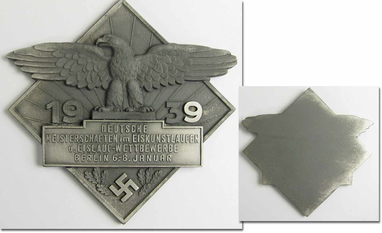 German Figure Skating championships 1939 Medal - Official participation medal "Deutsche