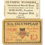 Olympic Games Los Angeles 1932 Ticket Cycling - Rose Bowl, 3rd August, 8 x 5 cm Eintrittskarte