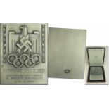 Olympic Games 1936. Plaque Icesport Berlin - Light medal plaque engraved âOlympische Spiele