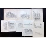 McGuire, N. Group of 10 mid 20th Century architectural pencil drawings of Royal Naval Engineering