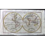 Pluche, Noel Antoine 1776 Hand Coloured Map of the World. Hemispheres "Map of the World" Copper