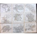 Gilbert, James & Archer, J. 1845 Lot of 9 Maps Incl Belgium, Turkey, Switzerland, Germany,