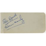 Laurel and Hardy autographs Laurel and Hardy autographs taken from an autograph book. Provenance: