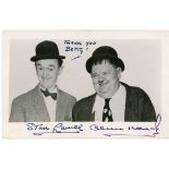 Laurel and Hardy signed postcard Autographs, Laurel & Hardy, postcard size b/w, signed boldly STAN