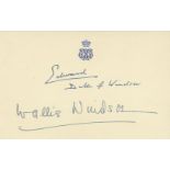 Duke and Duchess of Windsor autographed card with VERY RARE original photograph. Autograph card with