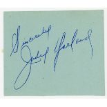 Judy Garland autograph Judy Garland autograph, taken from small autograph book. Provenance: