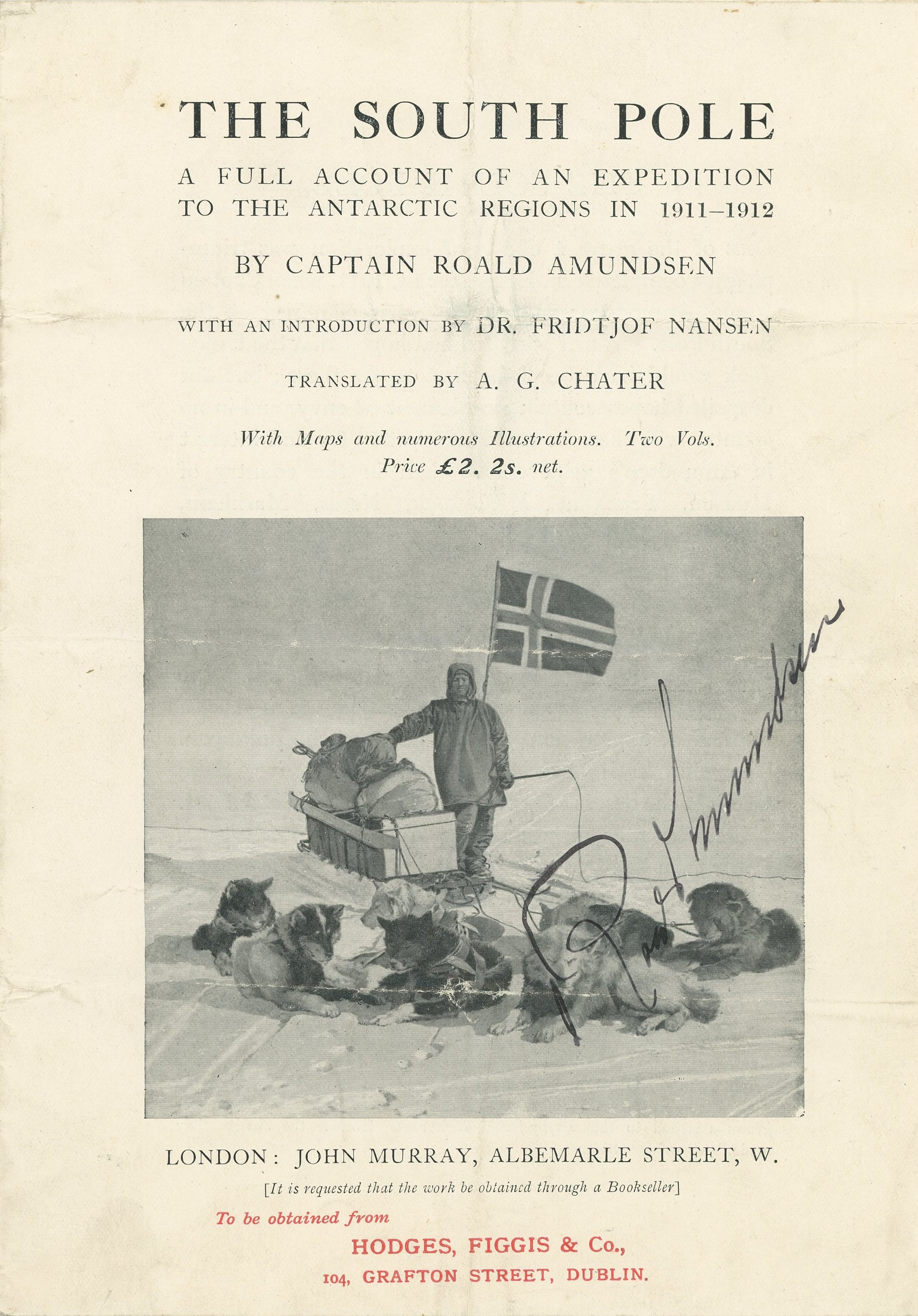Roald Amundsen autograph on advertising flyer Roald Amundsen Antarctic Explorer on advertising flyer