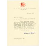 Harold Wilson typed letter dated 1987 on House of Lords notepaper Harold Wilson typed letter dated