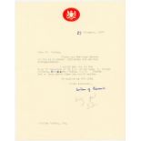 Harold Wilson typed letter dated 1987 Harold Wilson typed letter 1987. Provenance: Stroud Auctions