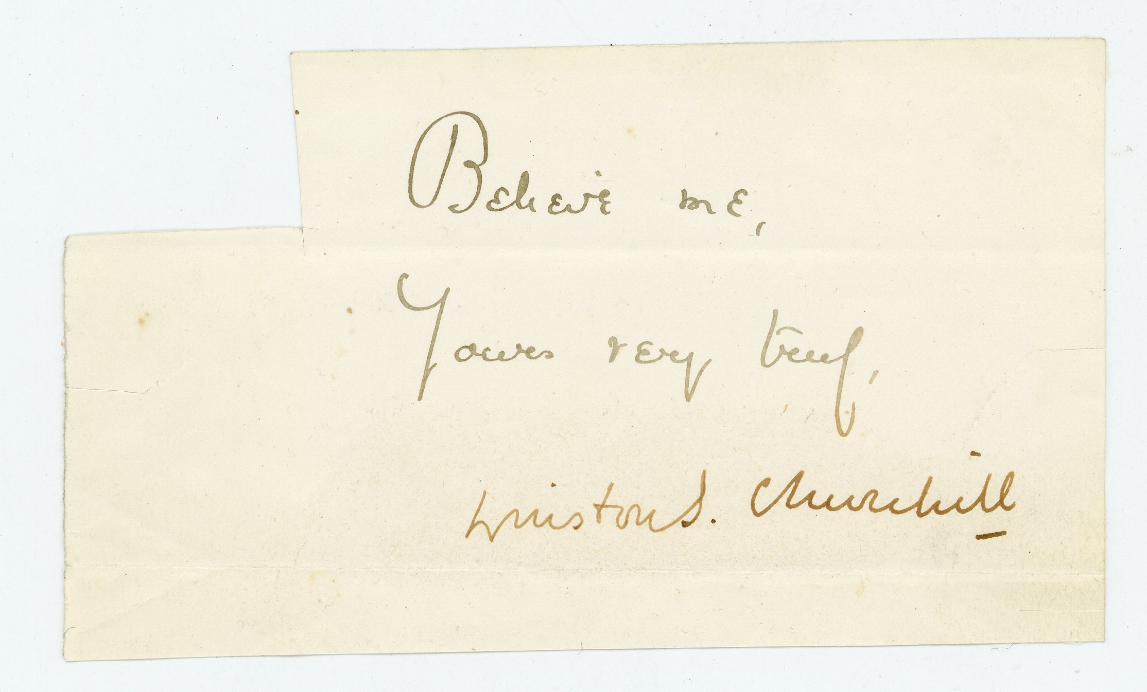 Winston Churchill clipped autograph Winston Churchill clipped autograph Provenance: Stroud