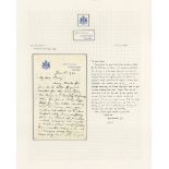 HM King George V - handwritten letter to Lord Harry Legge HM King George V - handwritten letter to