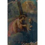 ESCUELA FLAMENCA SIGLO XVII Aparición de Cristo a san Ignacio camino a Roma Óleo sobre cobre. 21 x