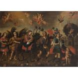 ESCUELA COLONIAL, FF. SIGLO XVIII Huida a Egipto Óleo sobre lienzo. 104, 5 x 146 cm. La obra que