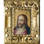 ESCUELA VALENCIANA SIGLO XVI Cabeza de Cristo Óleo sobre tabla. 19,5 x 14,5 cm.