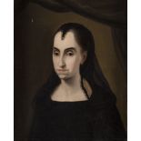 ESCUELA ESPAÑOLA SIGLO XVIII-XIX Retrato de dama Óleo sobre lienzo. 60,5 x 48,5 cm. PROCEDENCIA