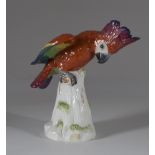 “Cotorra” de porcelana esmaltada. Meissen, S. XIX. Altura: 20 cm