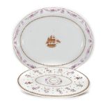 Bandeja para pescado Compañía de Indias en porcelana de la “Familia Rosa”. China, ff. S. XVIII