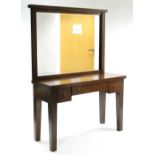 A Chinese-style hardwood dressing table with rectangular mirror to back, fitted three drawers &on