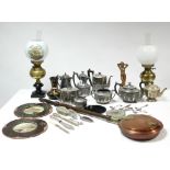 A Walker & Hall silver plated four piece tea & coffee service of oval semi-fluted form & with raised