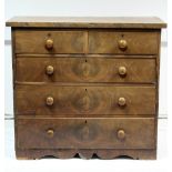 A Victorian mahogany chest fitted two short and three long graduated drawers with turned knob