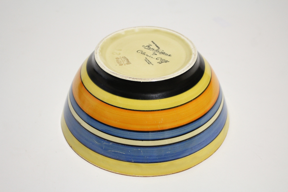 A Clarice Cliff “Fantasque” deep bowl painted with coloured horizontal bands to the exterior, 8½” - Image 5 of 8
