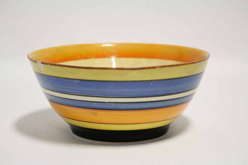 A Clarice Cliff “Fantasque” deep bowl painted with coloured horizontal bands to the exterior, 8½” - Image 2 of 8