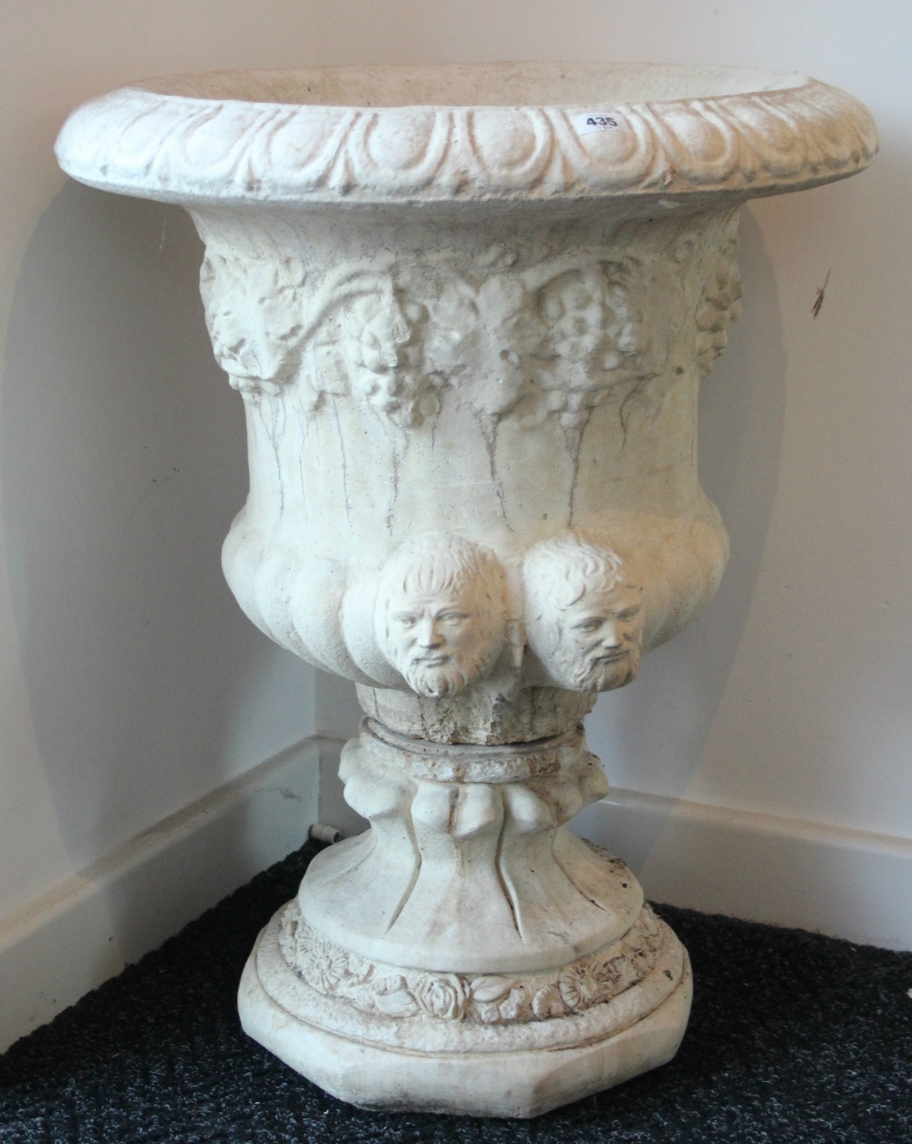 A cast reconstituted stone campana-shaped garden urn, 21" diam. x 27" high. - Image 2 of 3