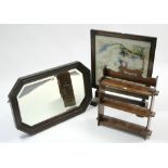 A 1930’s carved oak frame rectangular wall mirror with canted corners & inset bevelled plate, 30½" x